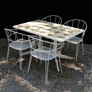 Table Trolley garden set tile top