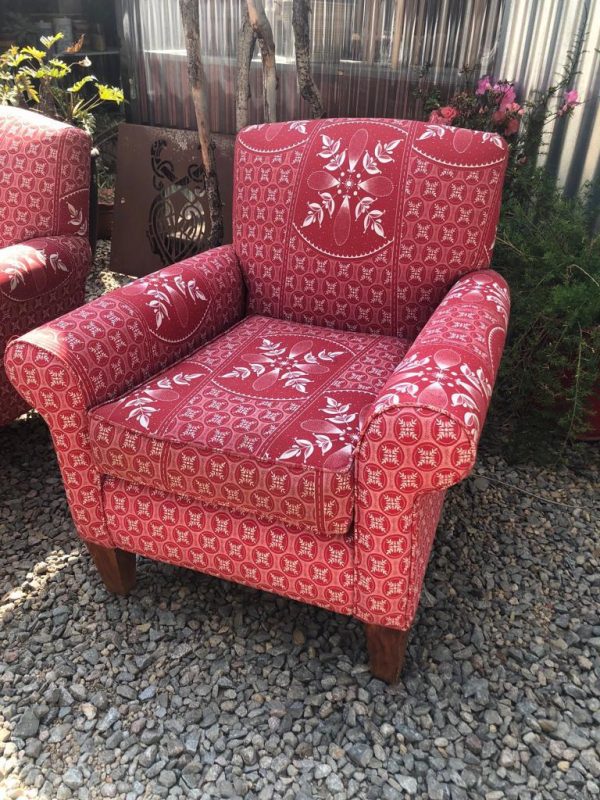 red shweshwe chairs pair