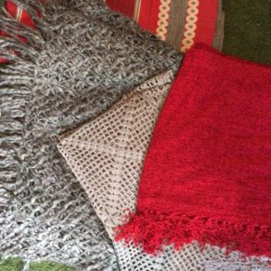 blankets and throws red and grey
