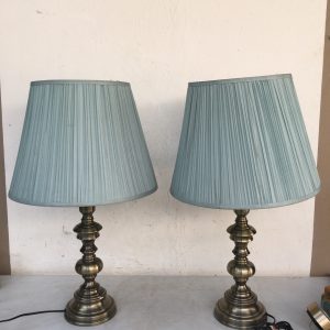 bedside lamps blue pleated shades