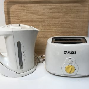 kitchen smalls white toaster and kettle